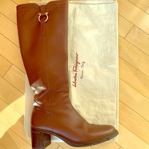 Salvatore Ferragamo 3/4 Brown Leather Boots